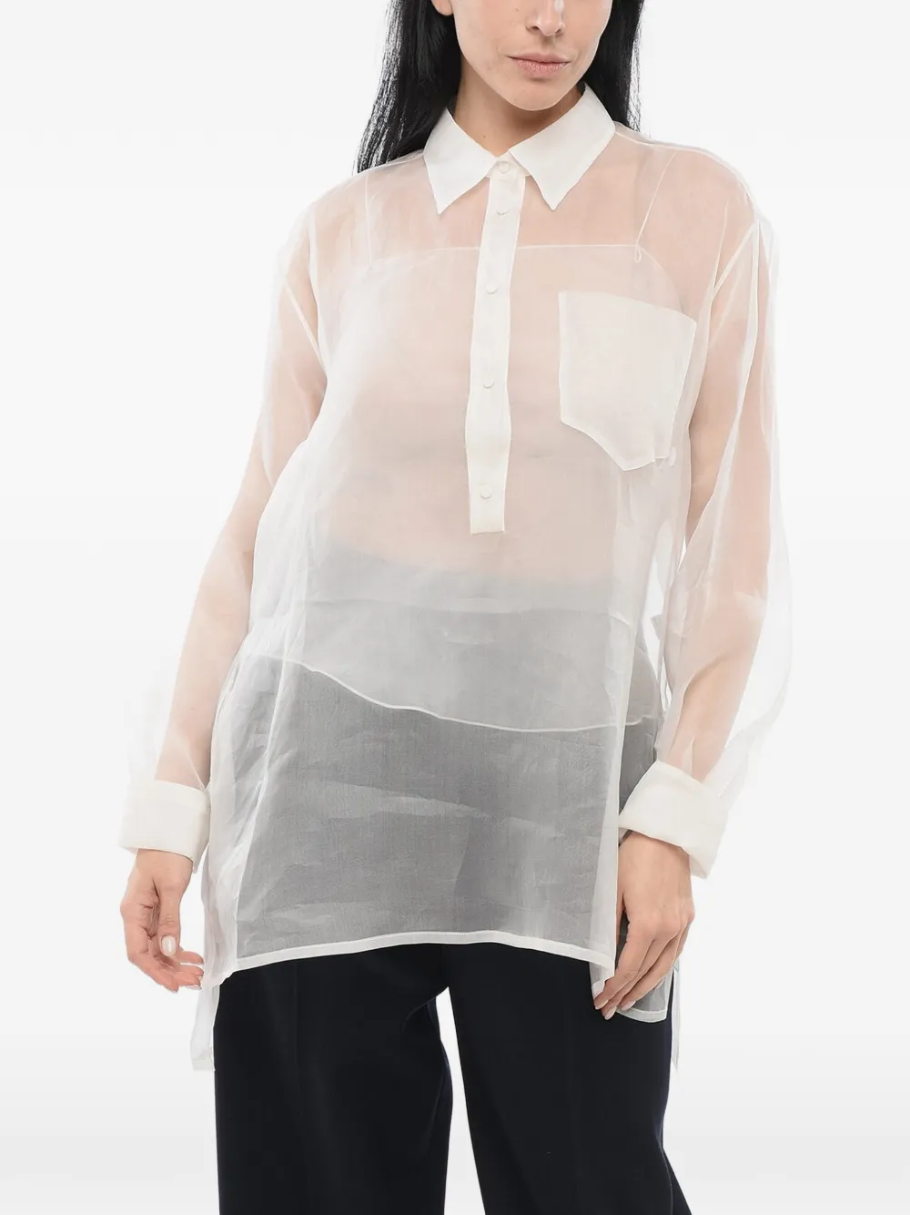 SUPER BLOND sheer silk blouse - White