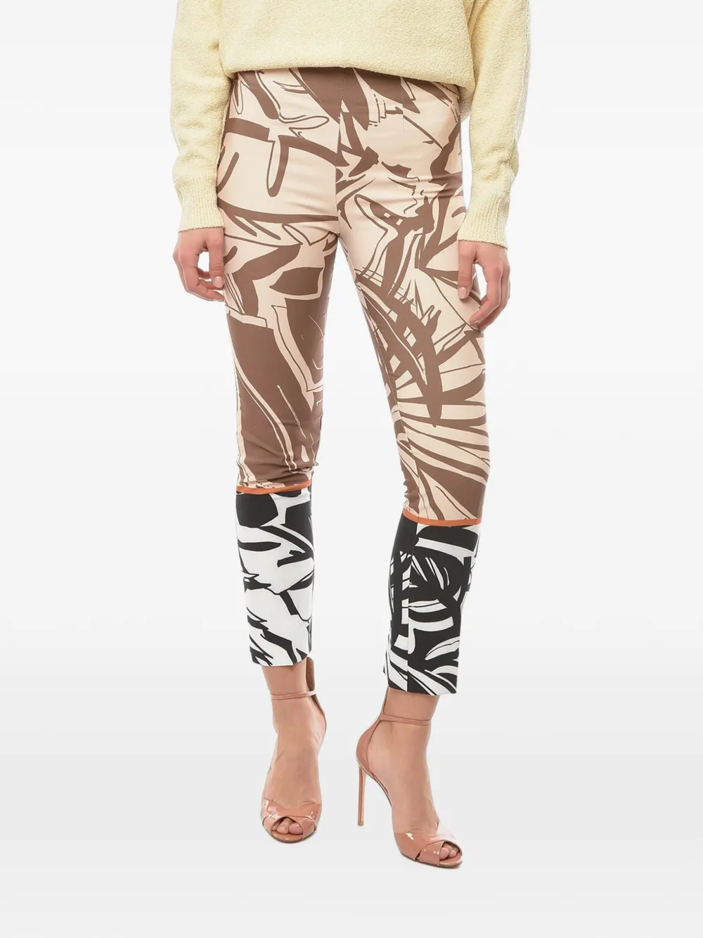 LUCIAH patterned slim-fit cropped trousers