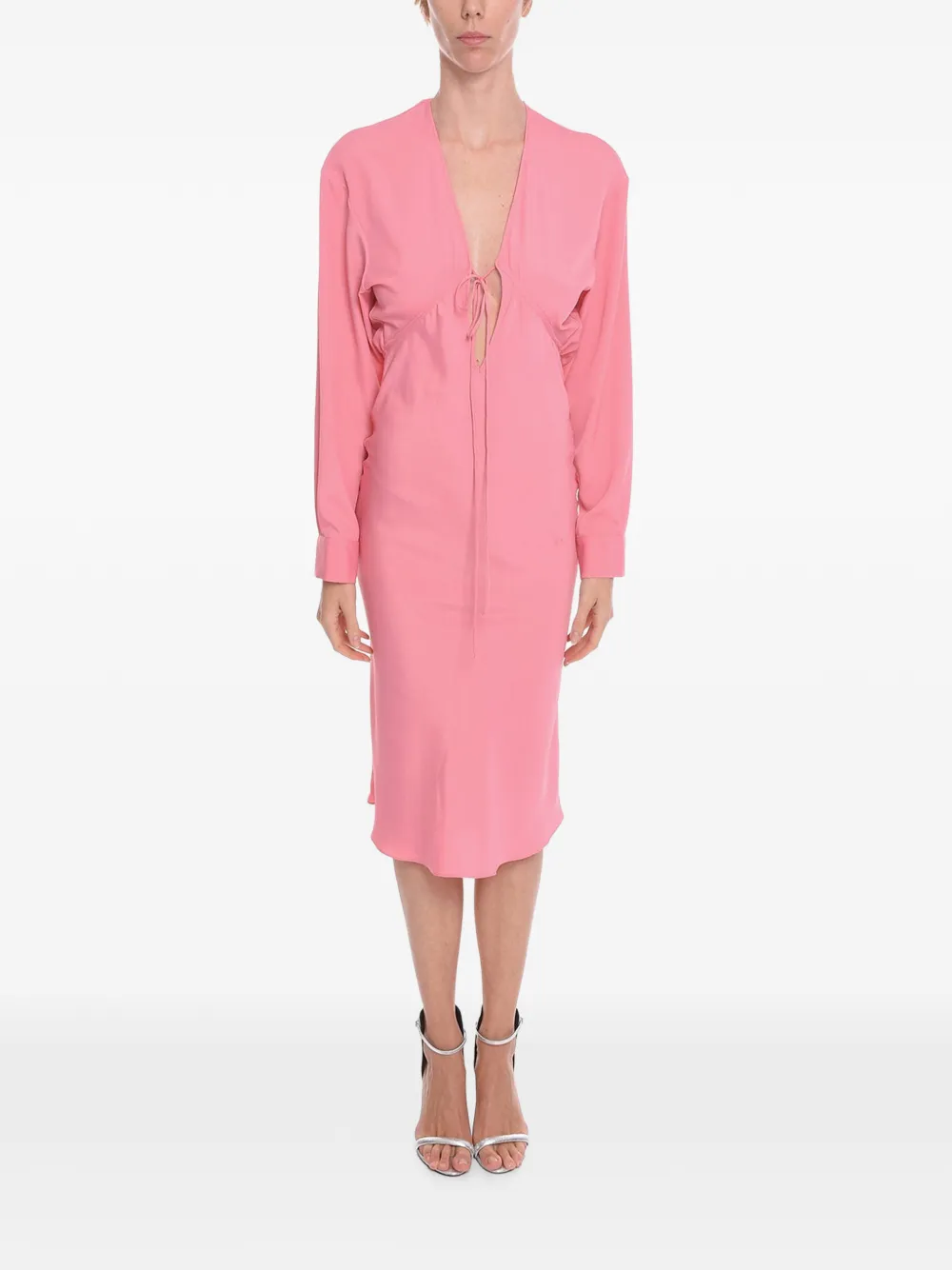 SUPER BLOND cut-out long-sleeve midi dress - Rosa