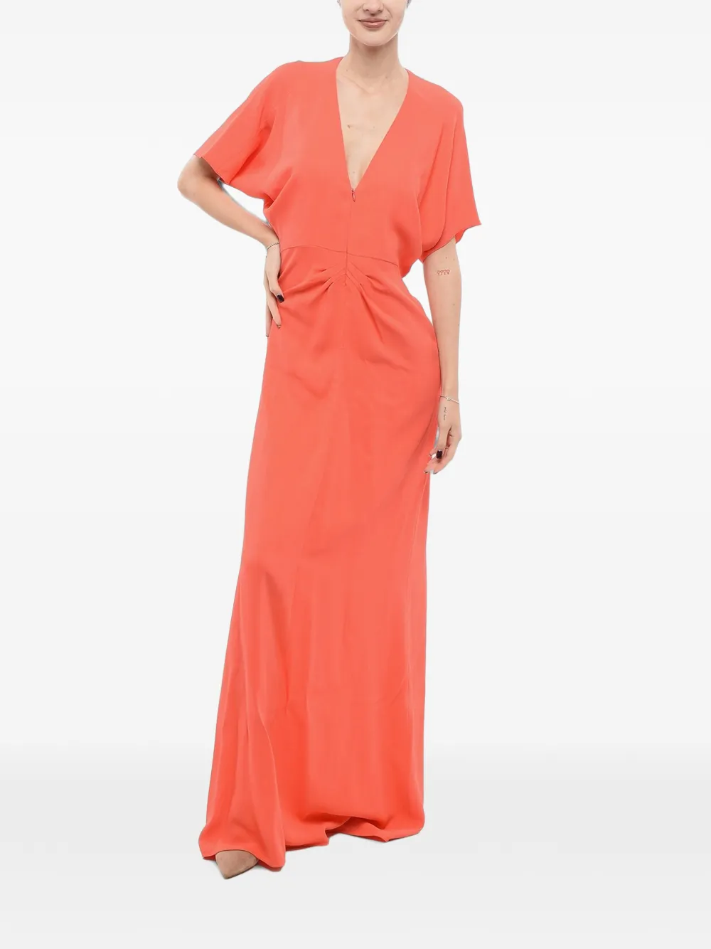 SUPER BLOND V-neck butterfly-sleeve maxi dress