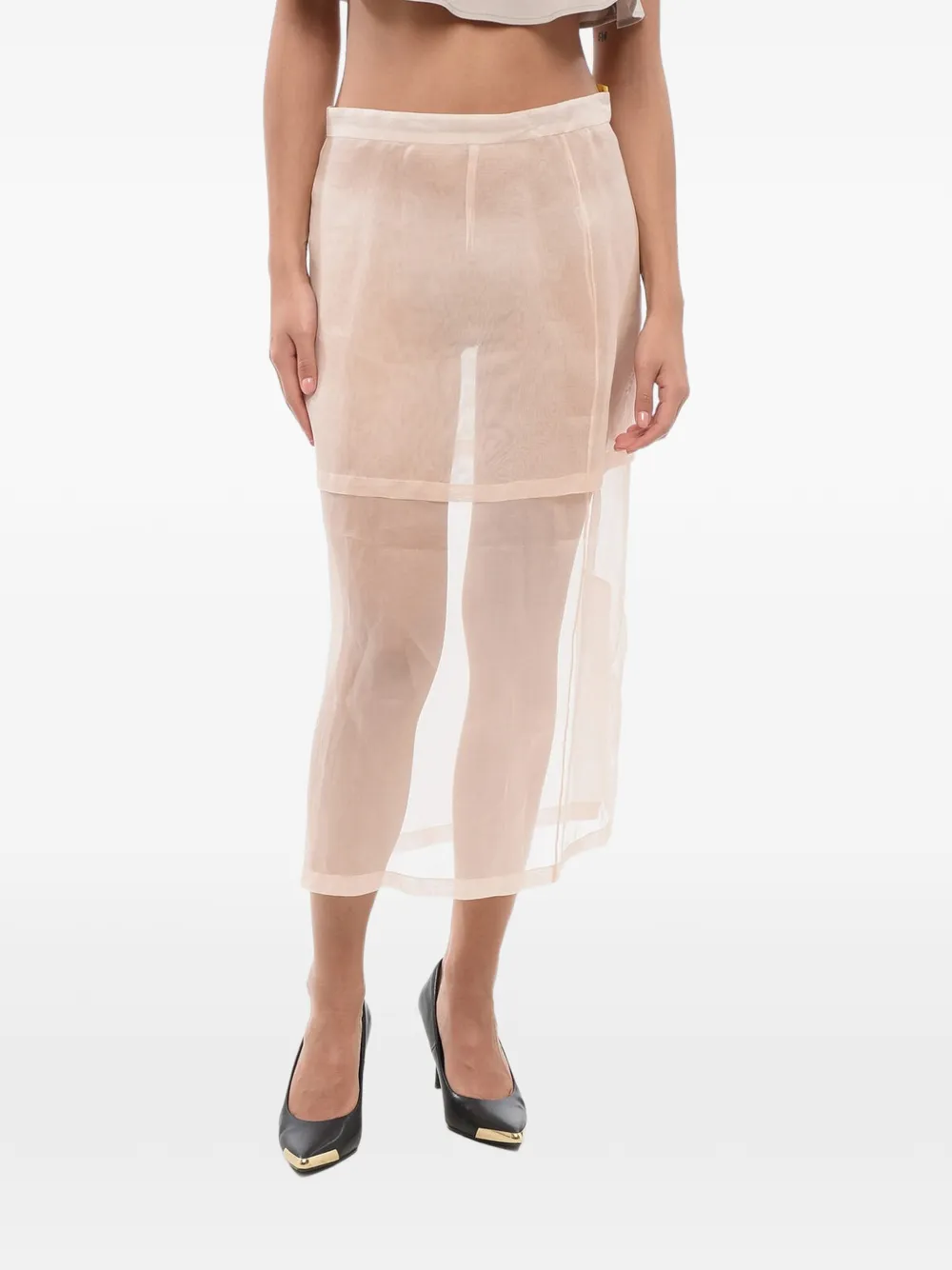 SUPER BLOND sheer layered silk midi skirt