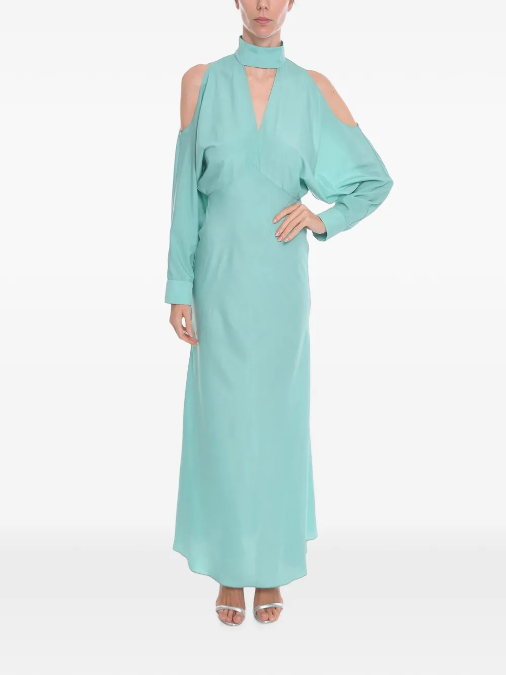SUPER BLOND cut-out long-sleeve maxi dress - Green