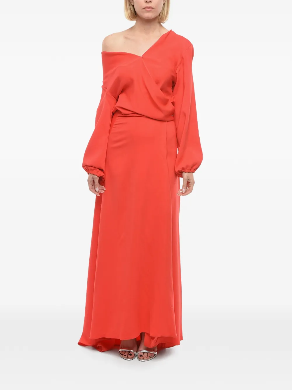 SUPER BLOND belted wrap maxi party dress - Rot