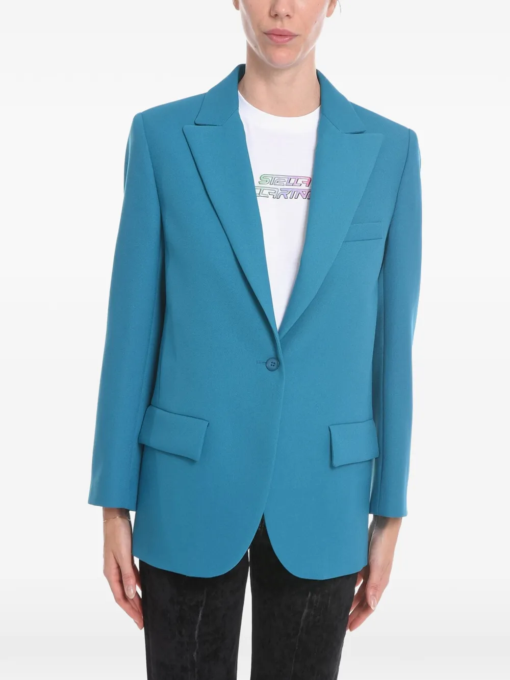 SUPER BLOND peak-lapel single-breasted blazer - Blau