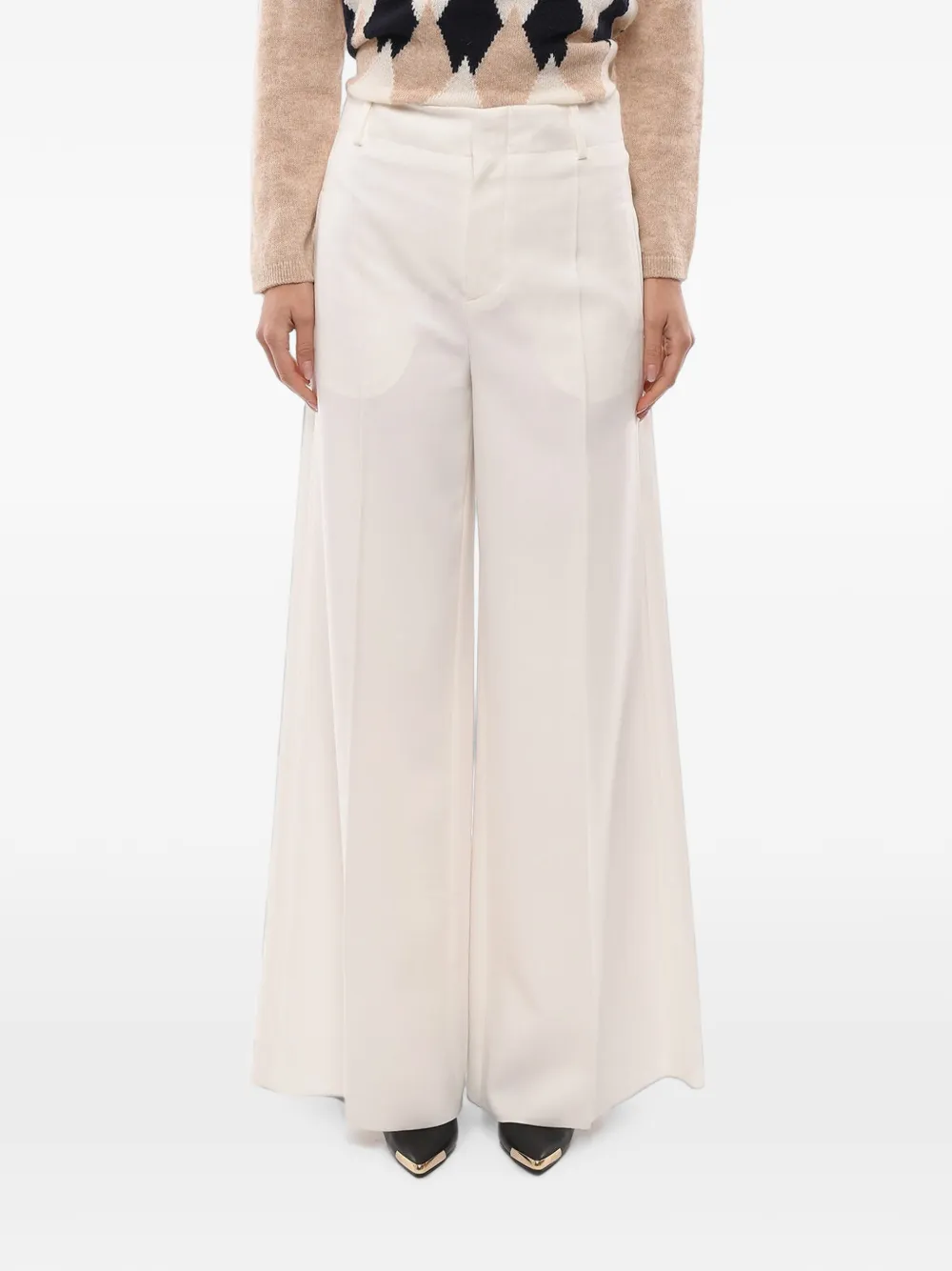 SUPER BLOND high-waist flat-front palazzo pants