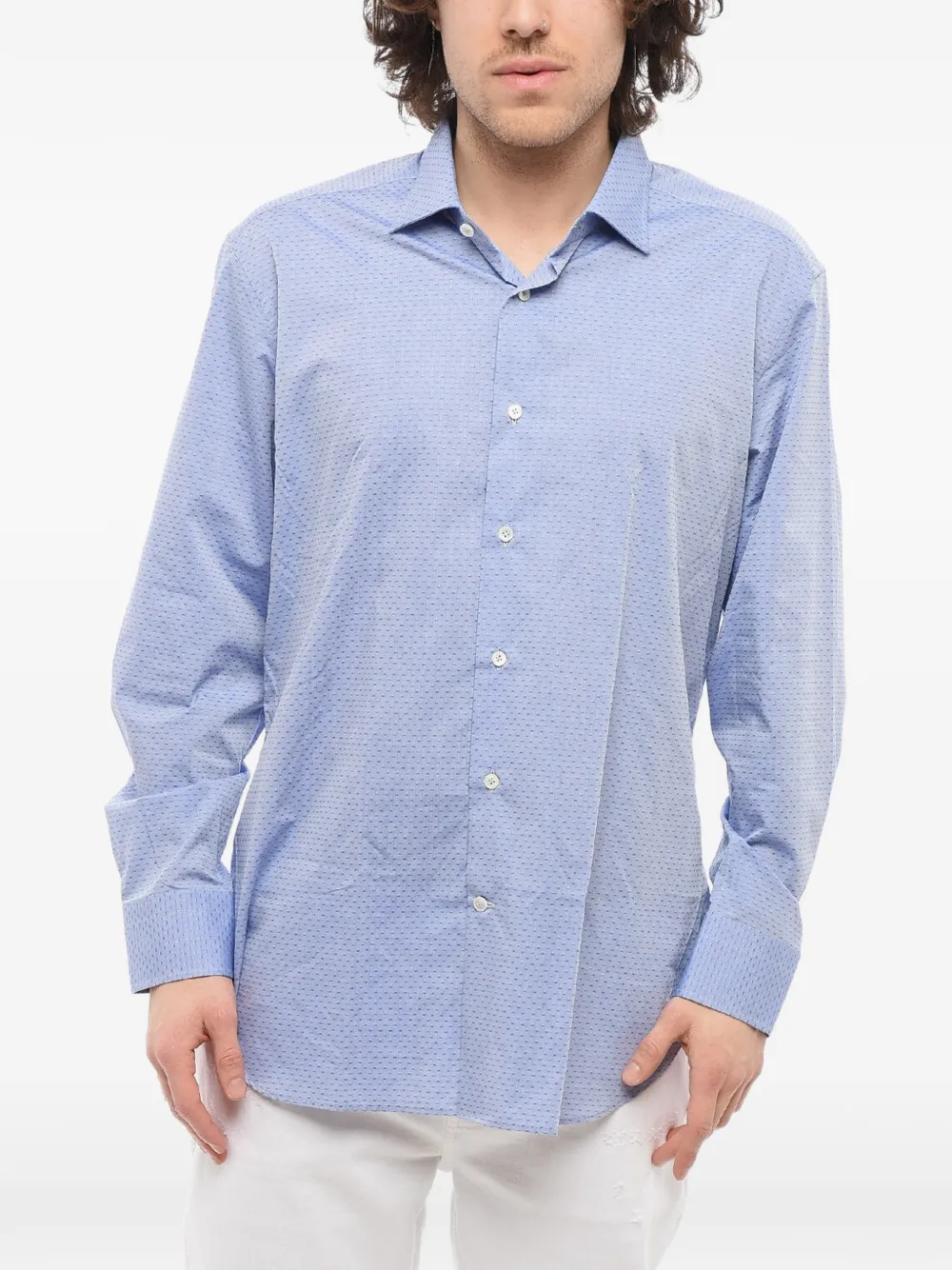 DEL CARMINE French-collar poplin shirt - Blau