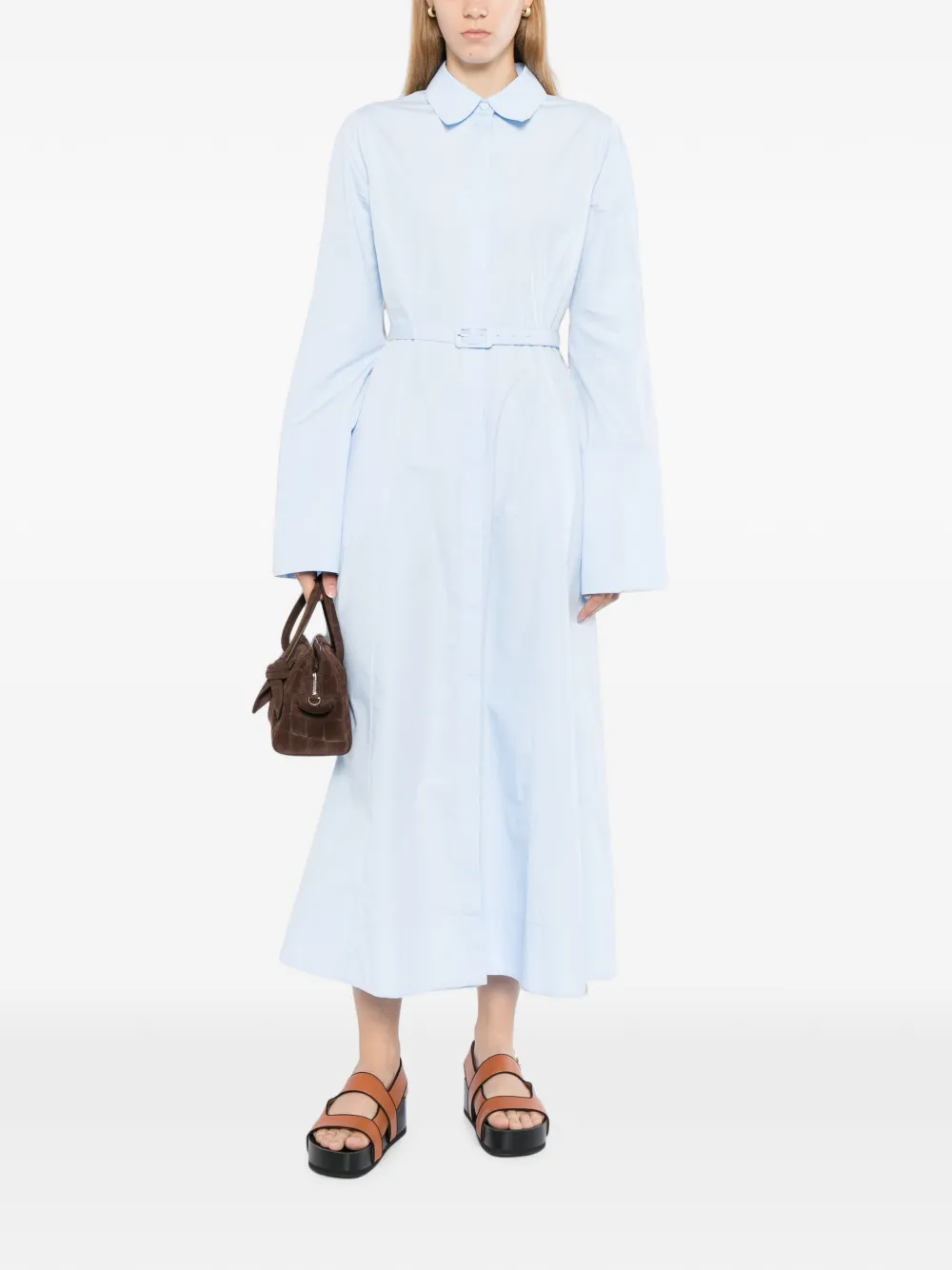 Gabriela Hearst Carmina jurk met flared mouwen Blauw