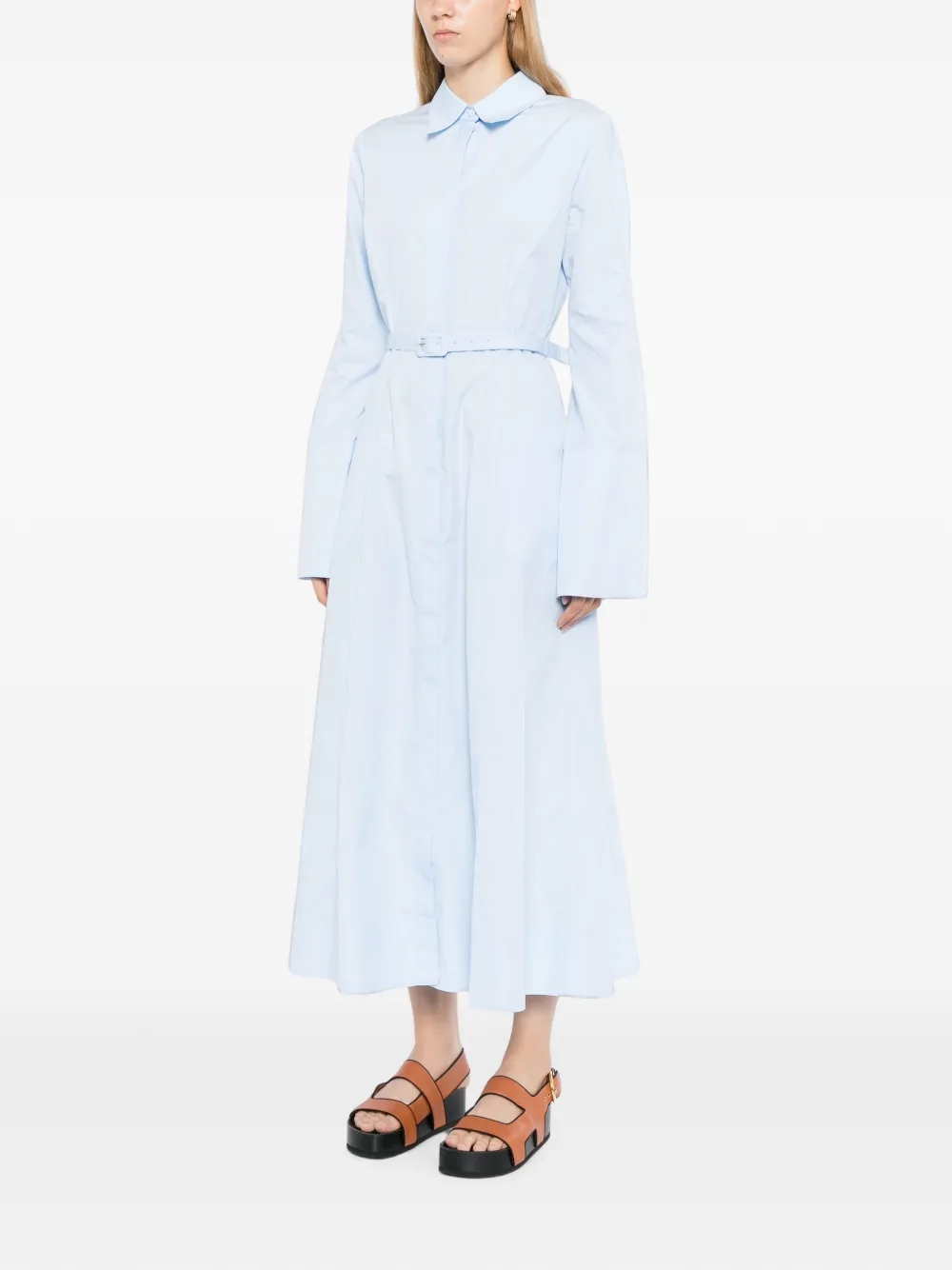 Gabriela Hearst Carmina jurk met flared mouwen Blauw