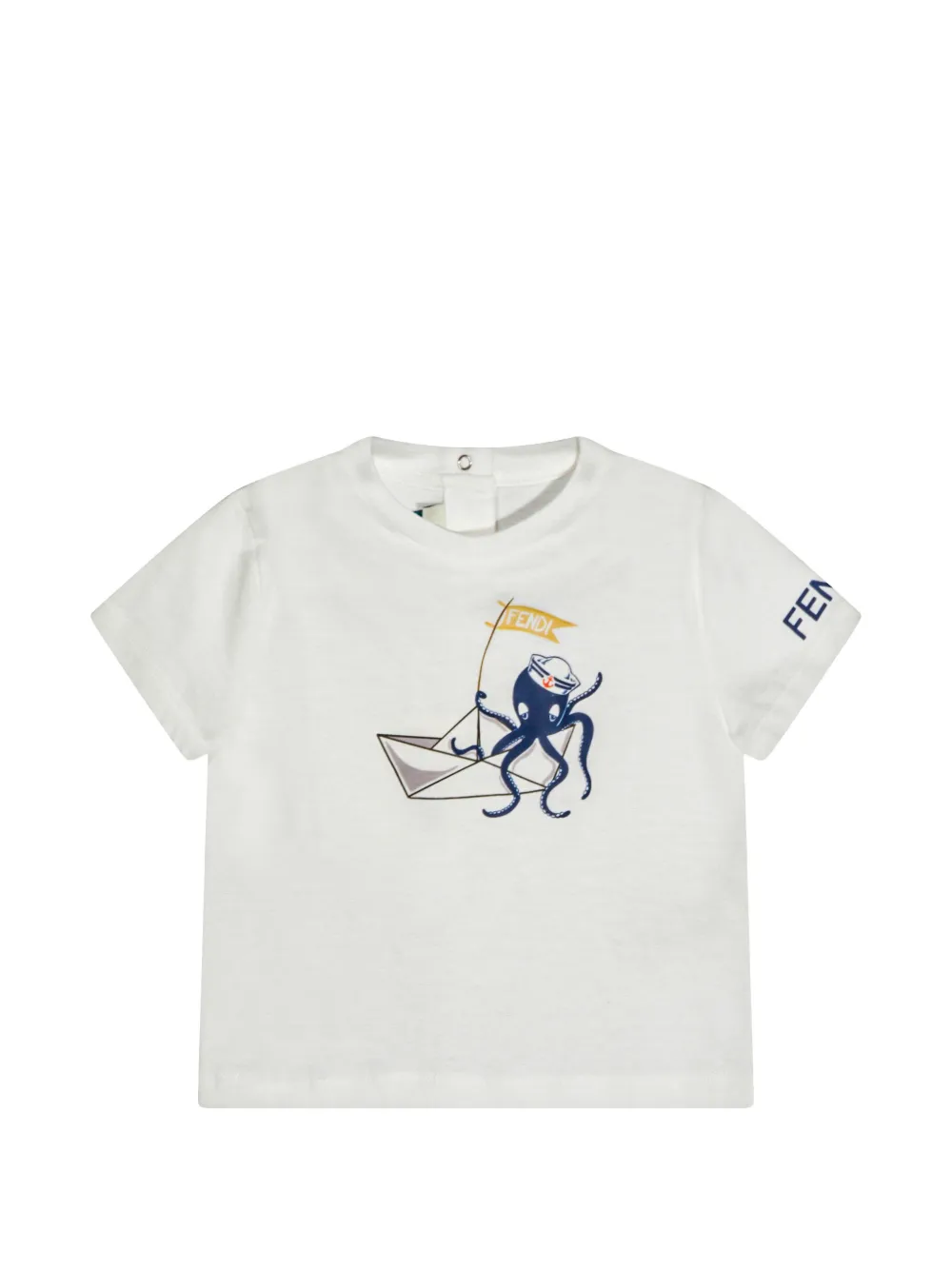 Fendi Kids octopus-print cotton T-shirt - Bianco