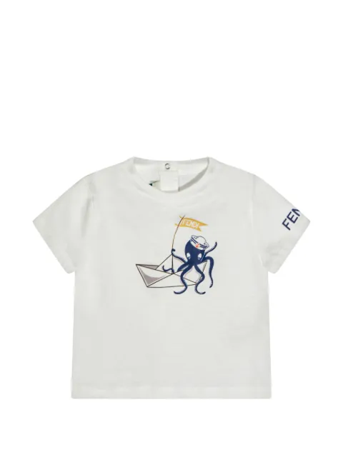 Fendi Kids octopus-print cotton T-shirt