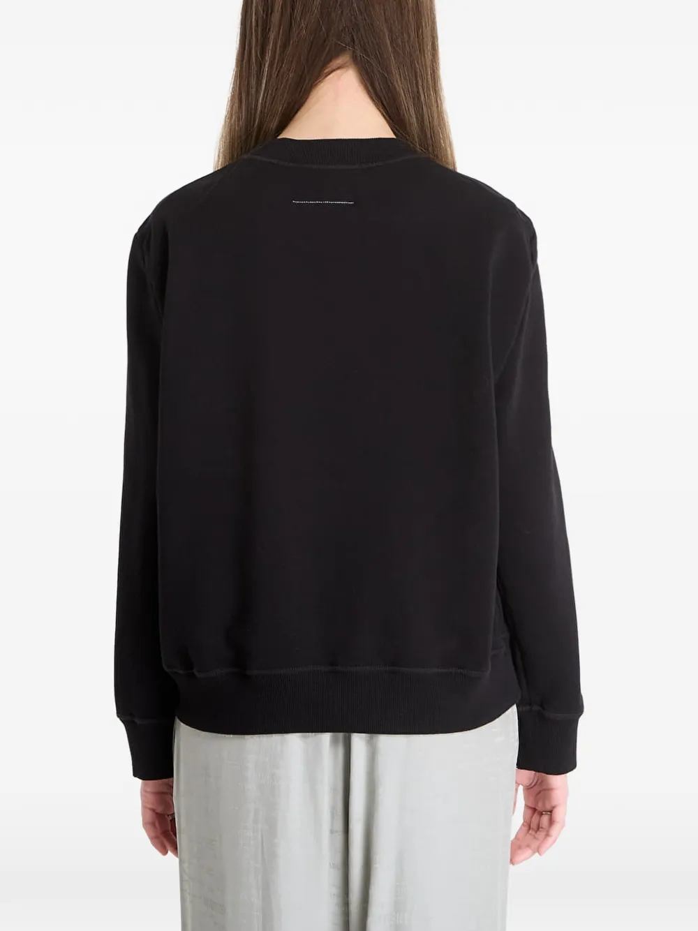 MM6 Maison Margiela Trui met geborduurd logo en geribbelde afwerking Zwart