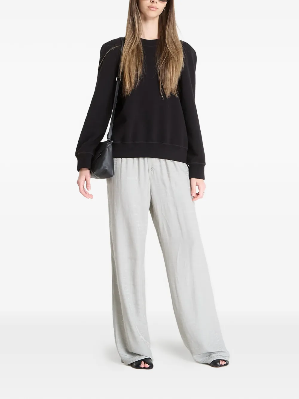 MM6 Maison Margiela Trui met geborduurd logo en geribbelde afwerking Zwart