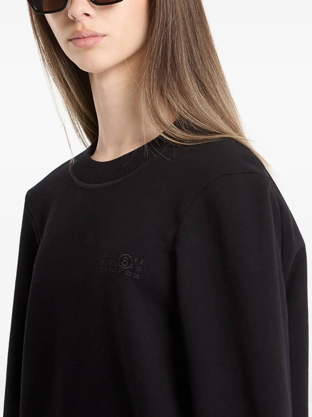 MM6 Maison Margiela Trui met geborduurd logo en geribbelde afwerking Zwart