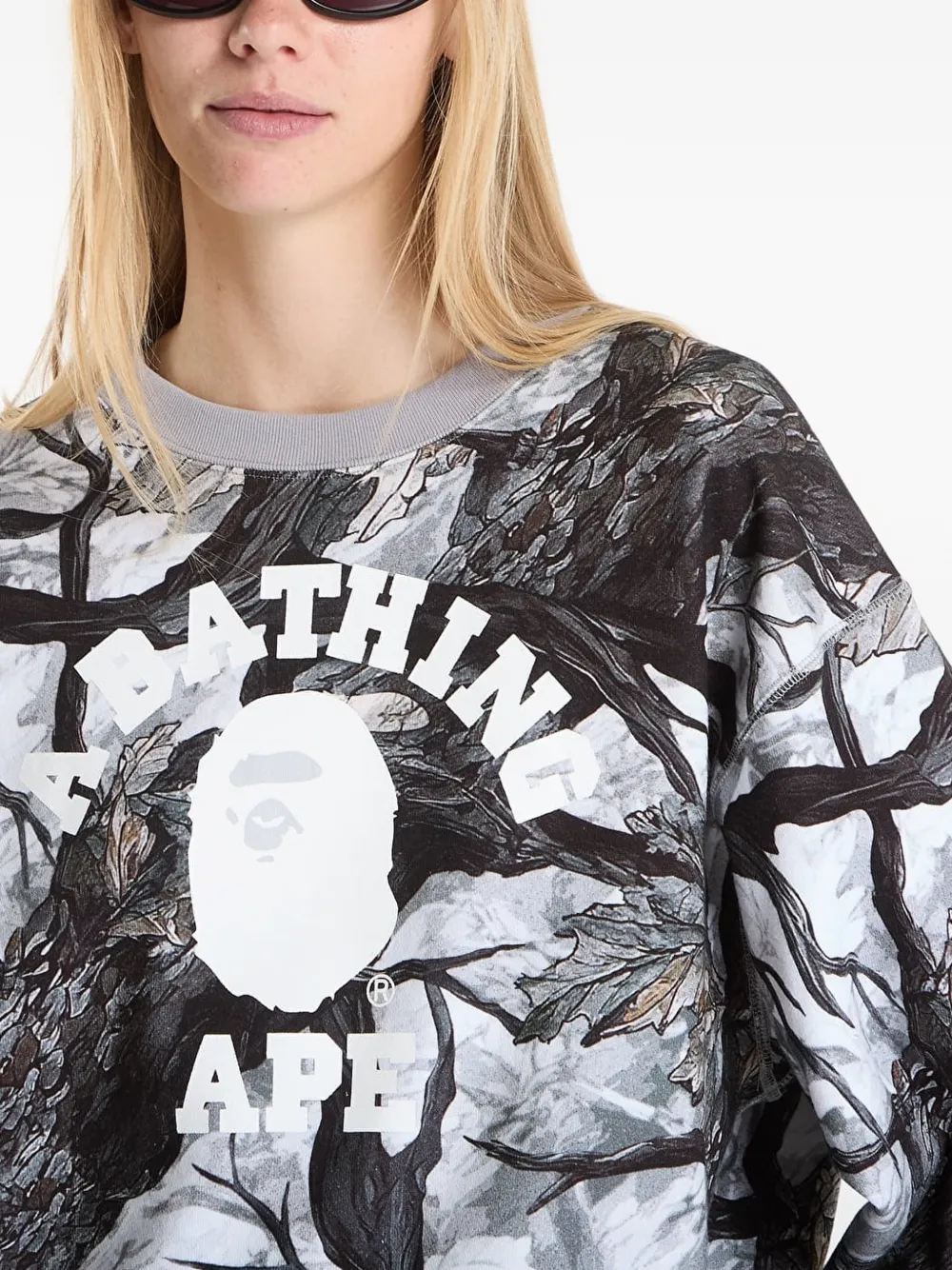 A BATHING APE Tree Edge Camo College sweater Zwart