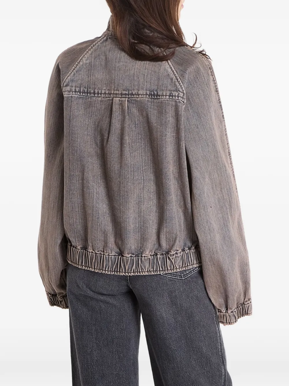 dime Denim jack met hoge hals en geborduurd logo Grijs