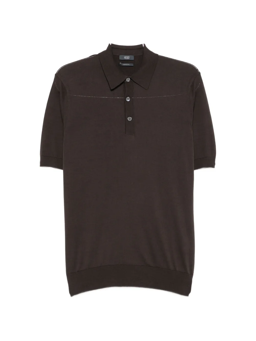 Hosio short-sleeve knitted polo shirt - Braun