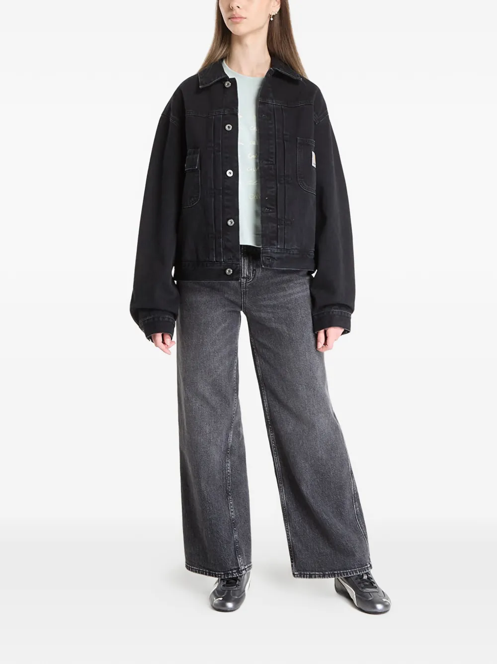 Carhartt WIP Belmar jack met logopatch Zwart