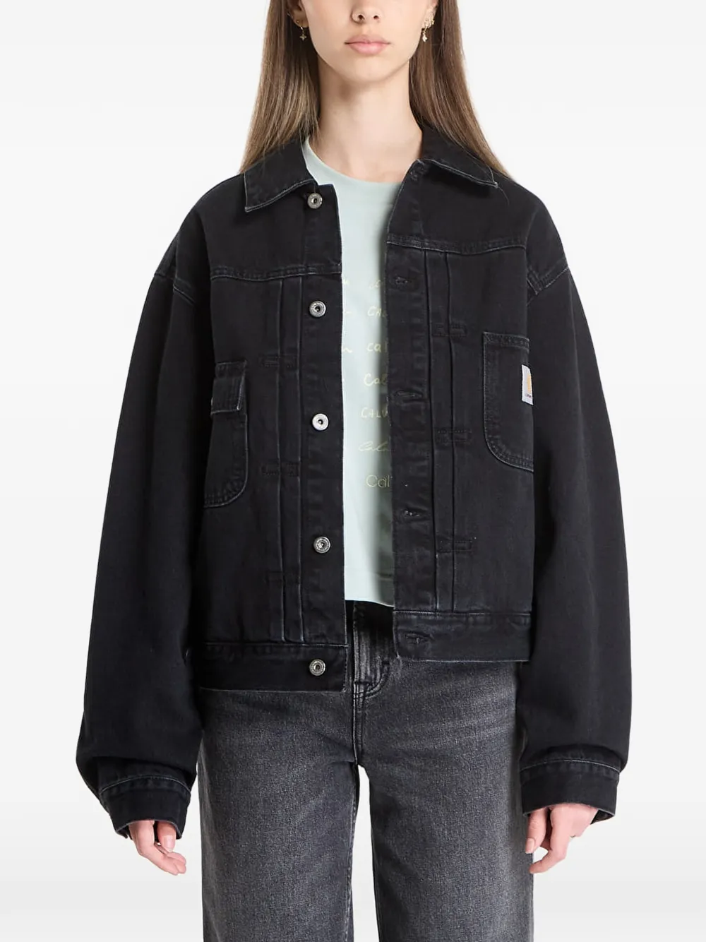 Carhartt WIP Belmar jack met logopatch Zwart