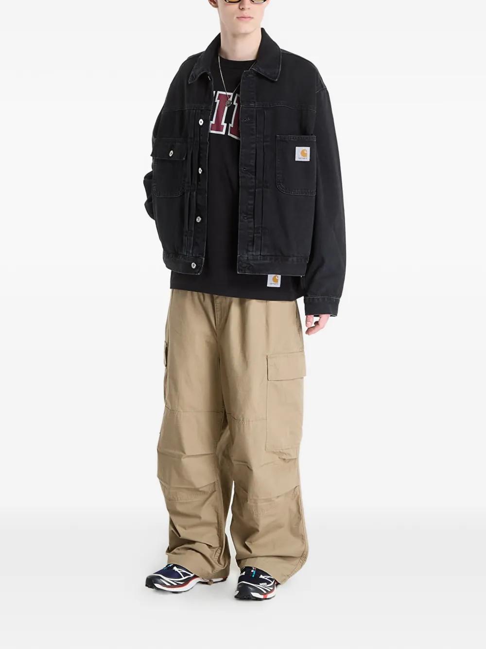 Carhartt WIP Belmar jack met logopatch Zwart