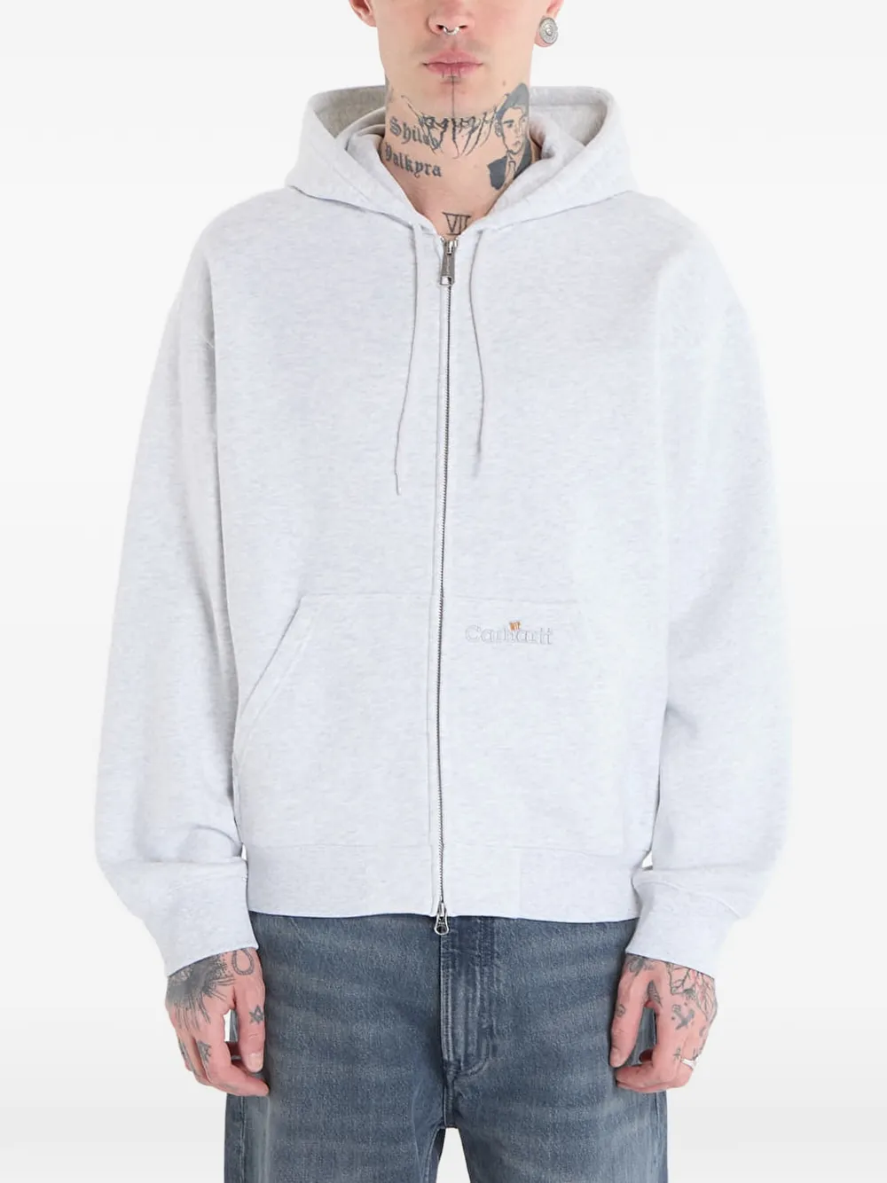 Carhartt WIP logo-embroidered zip-up hoodie - Grau