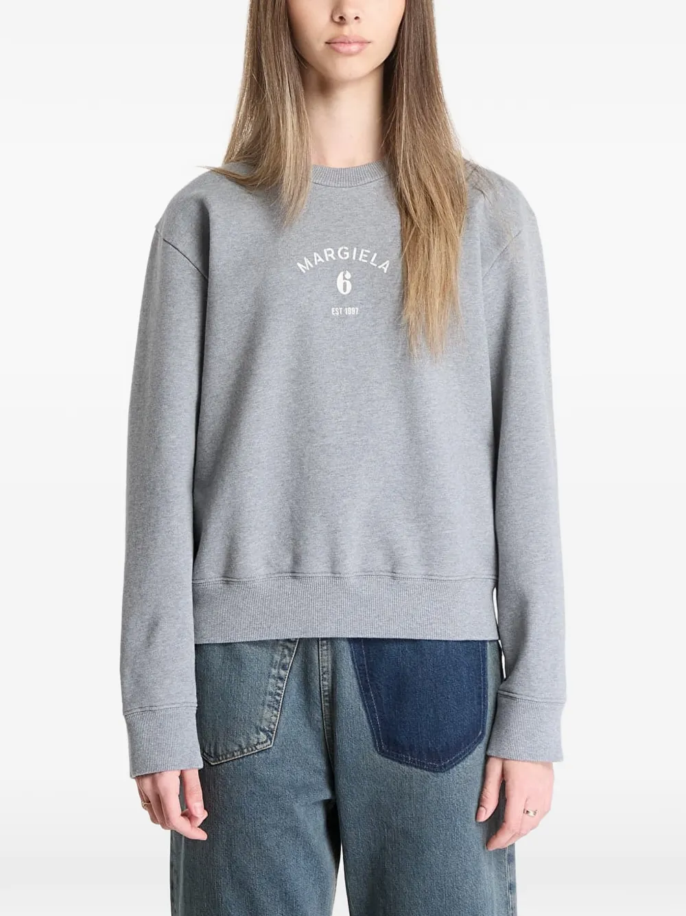 MM6 Maison Margiela logo-print sweatshirt - Grigio