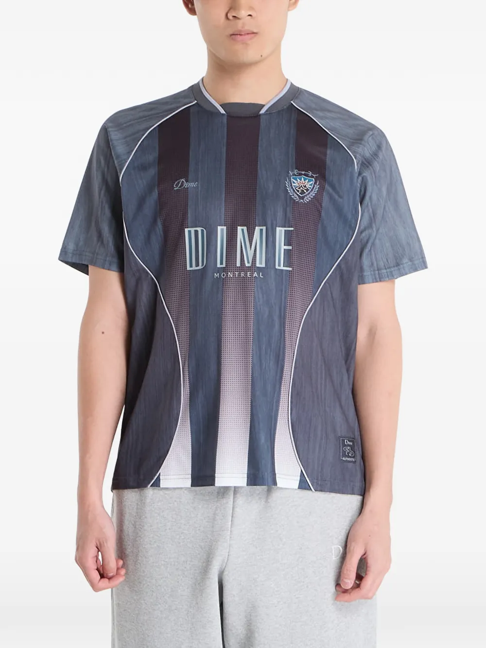 dime striped-pattern T-shirt - Grigio