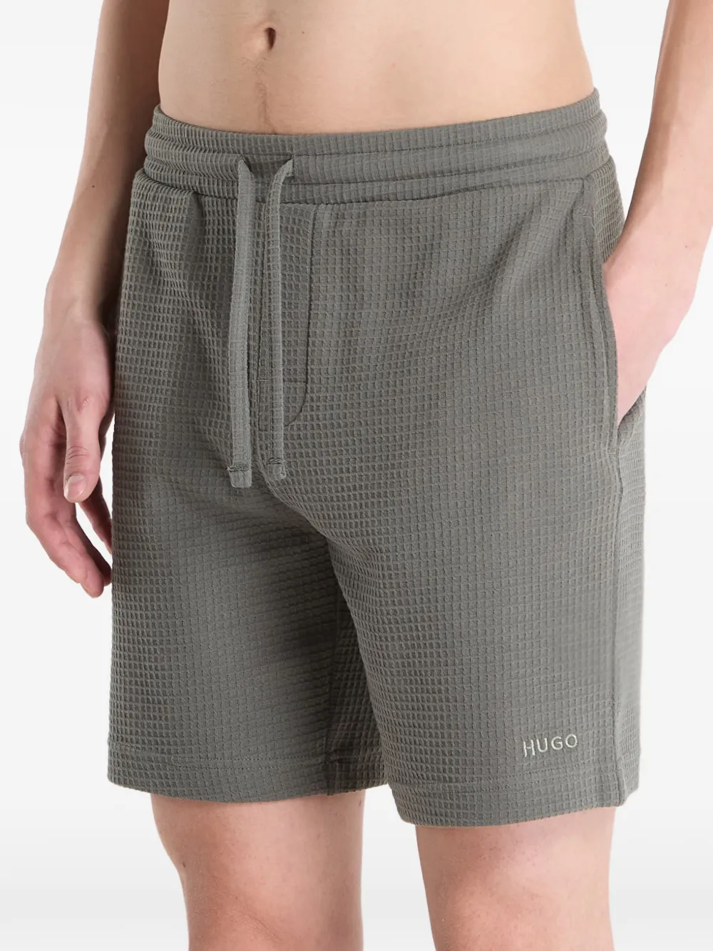  Hugo Short De Pyjama En Maille Gaufrée - Vert 