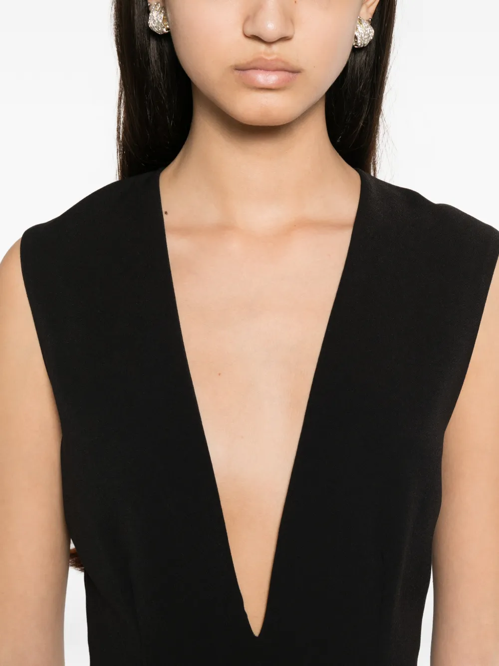 Solace London Althea mouwloze maxi-jurk met watervalhals Zwart