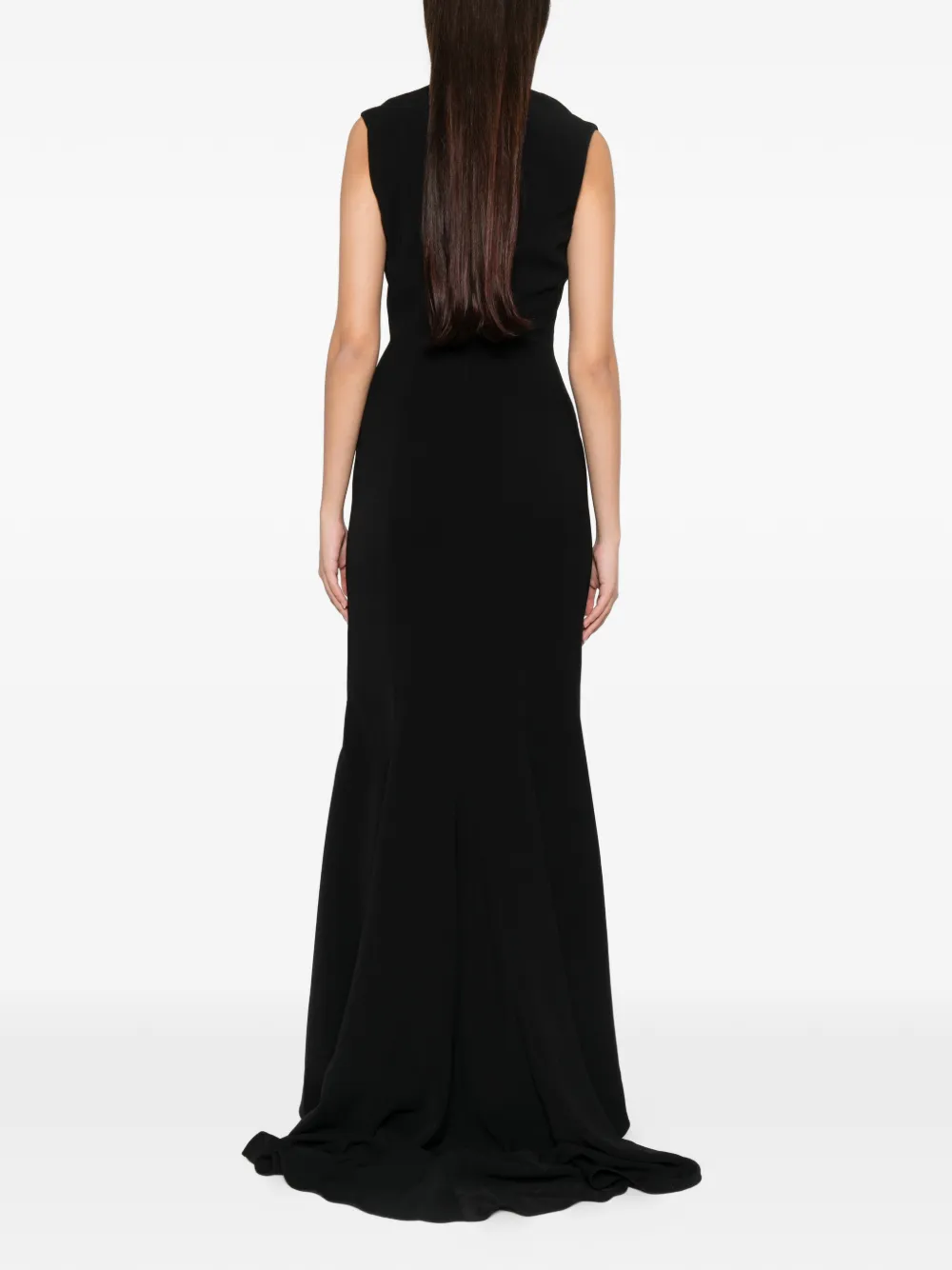 Solace London Althea mouwloze maxi-jurk met watervalhals Zwart