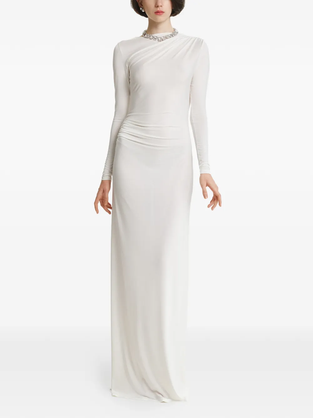 2310 STUDIO ruched open-back maxi dress - Bianco