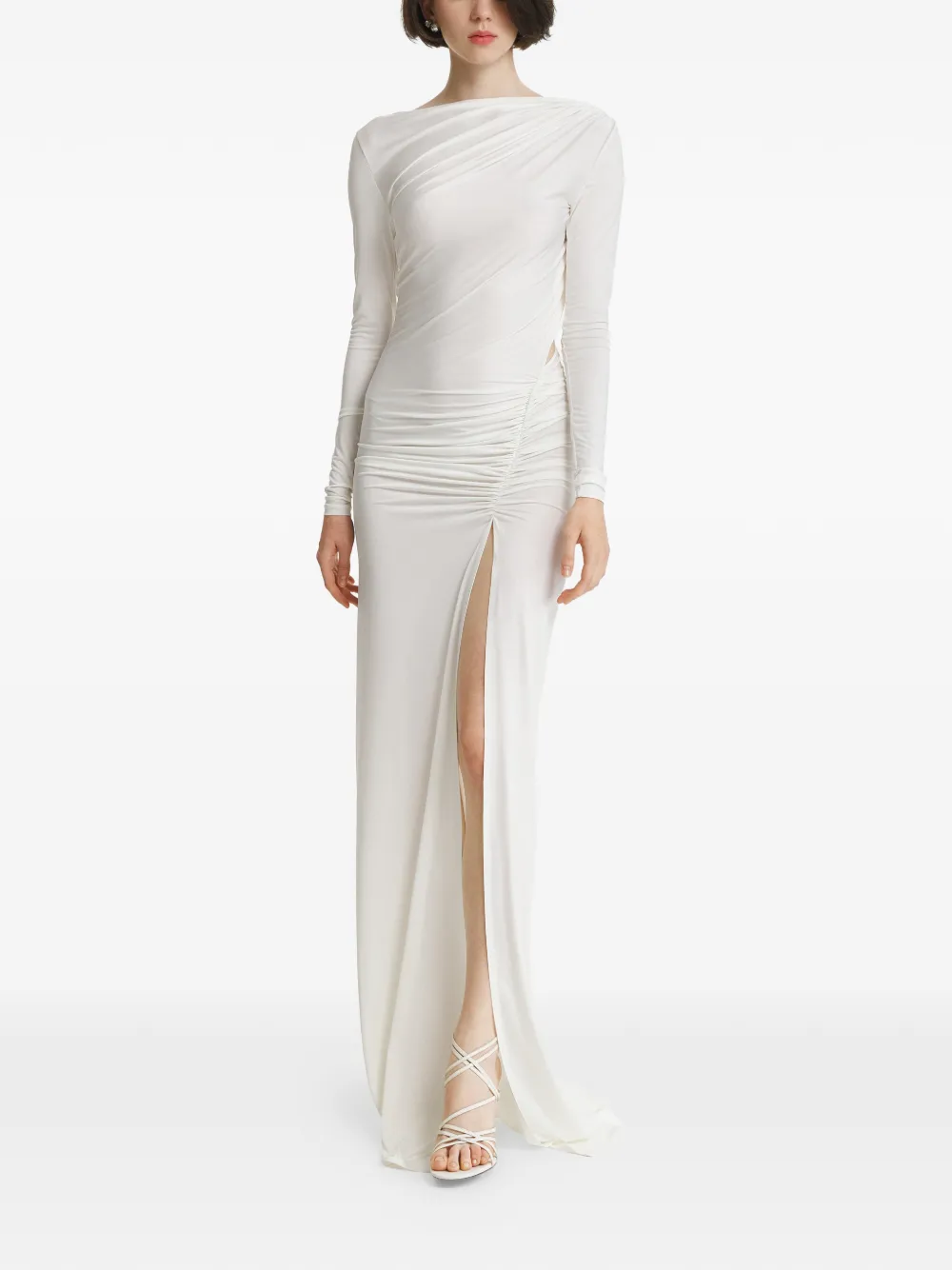 2310 STUDIO ruched open-back maxi dress - Bianco