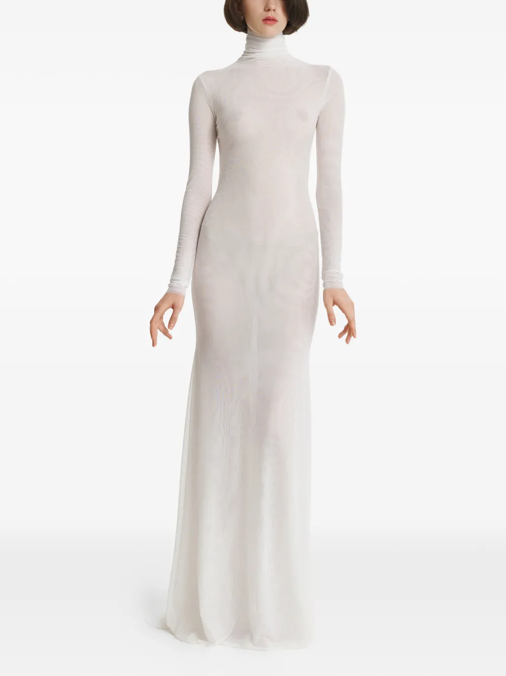 2310 STUDIO mesh high-neck maxi dress - Bianco