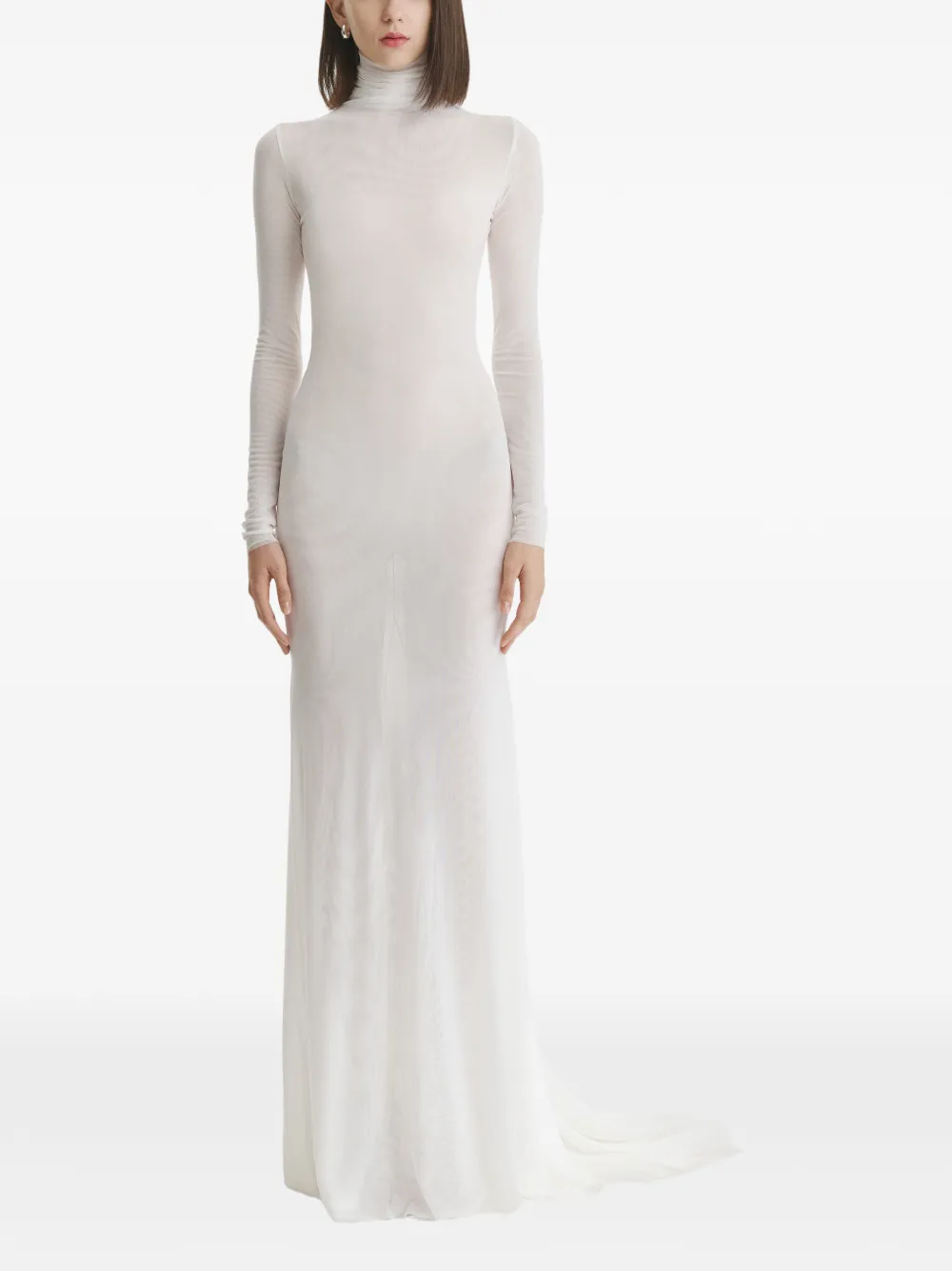 2310 STUDIO mesh high-neck maxi dress - Bianco