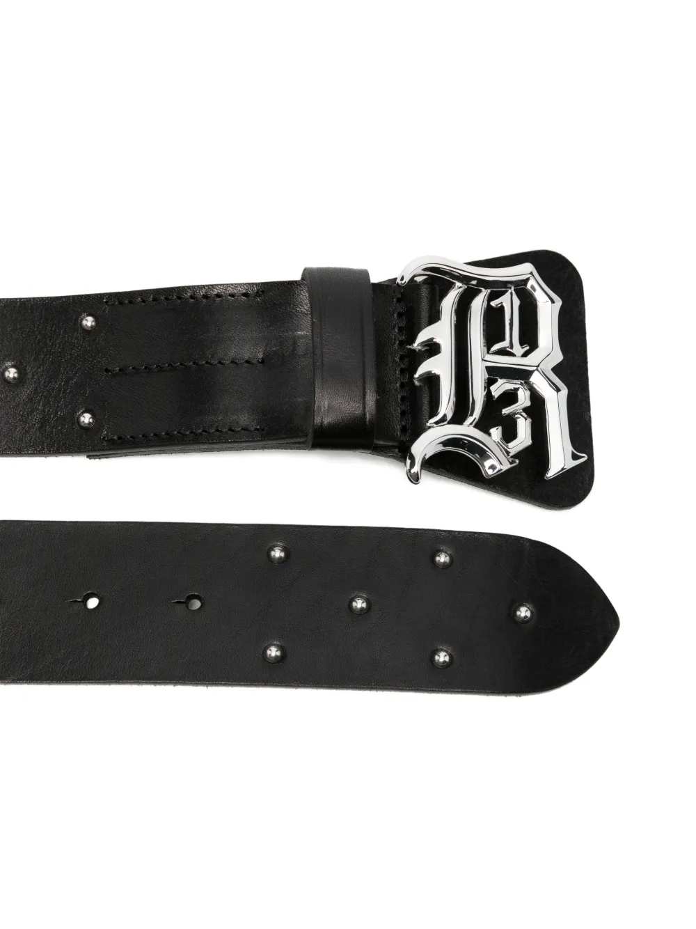 R13 Studded Logo-buckle Belt in Black, view 2