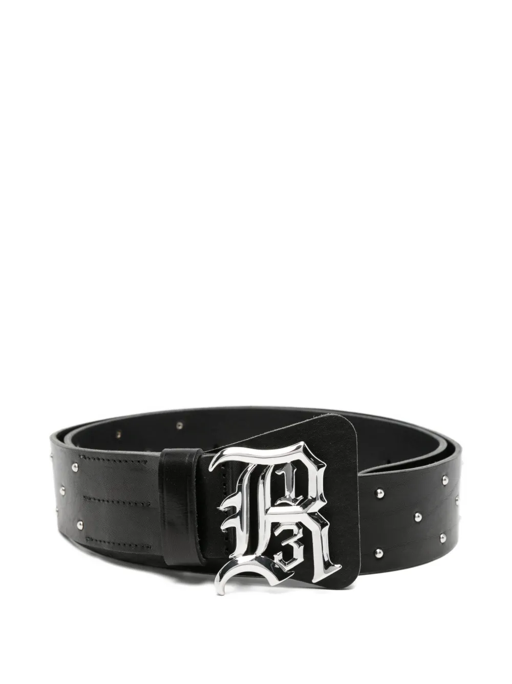 R13 studded logo-buckle belt - Nero