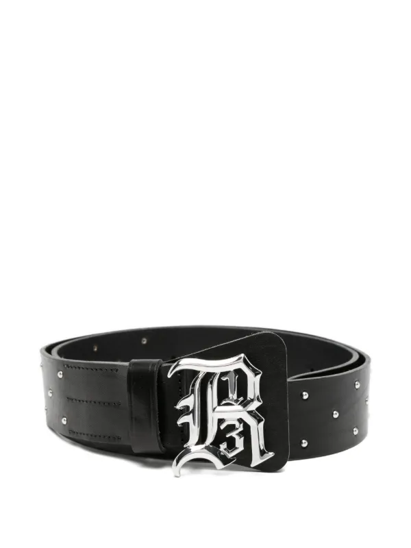 R13 Studded Logo-buckle Belt in Black