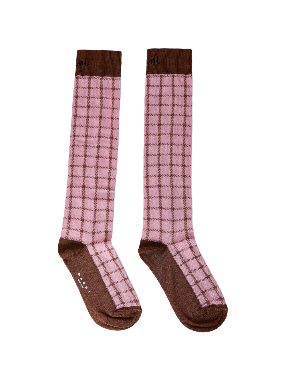 Marni logo-jacquard checked socks - Rosa