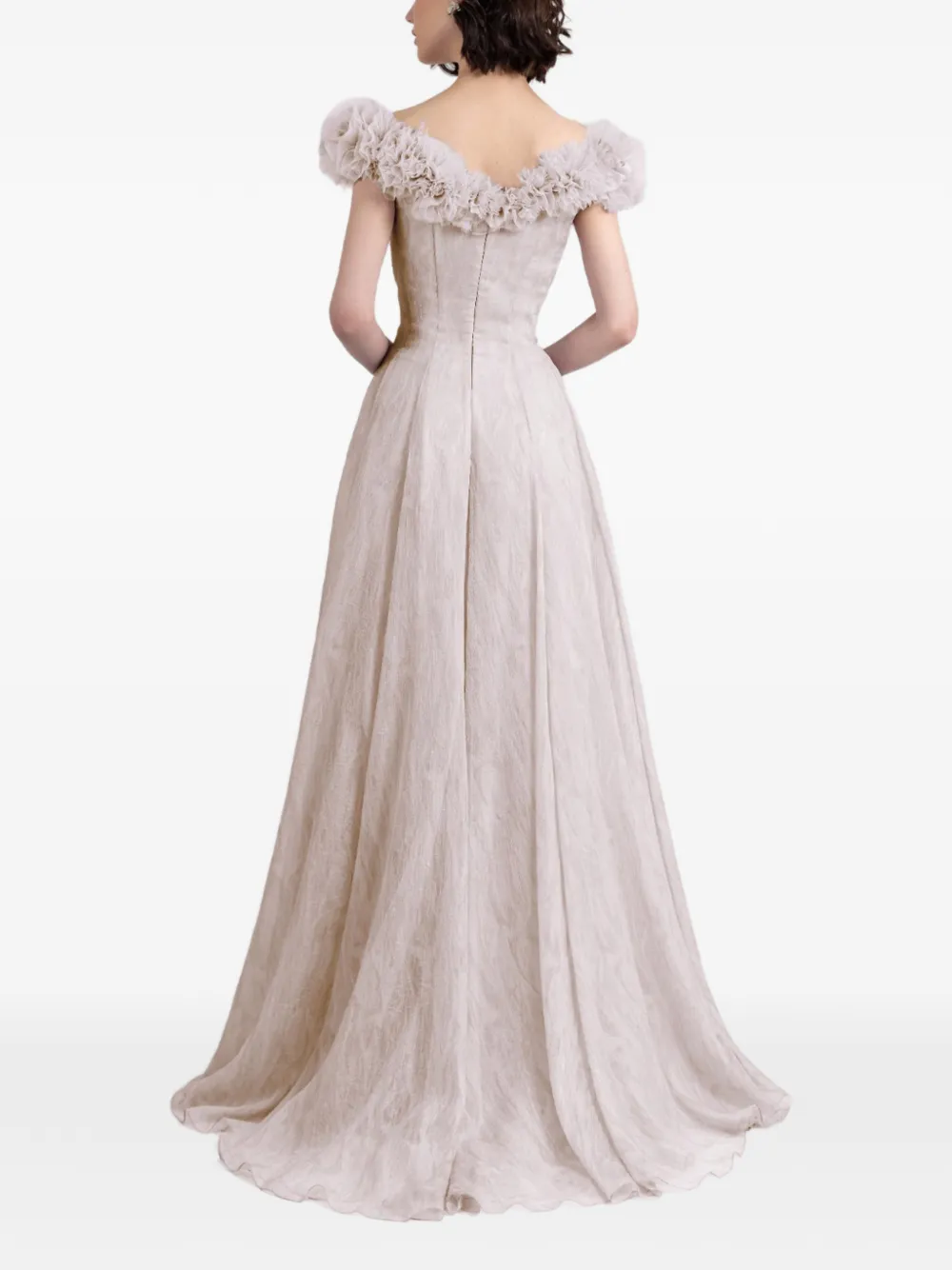 Gemy Maalouf Jurk met ruche schouders en knopen Beige