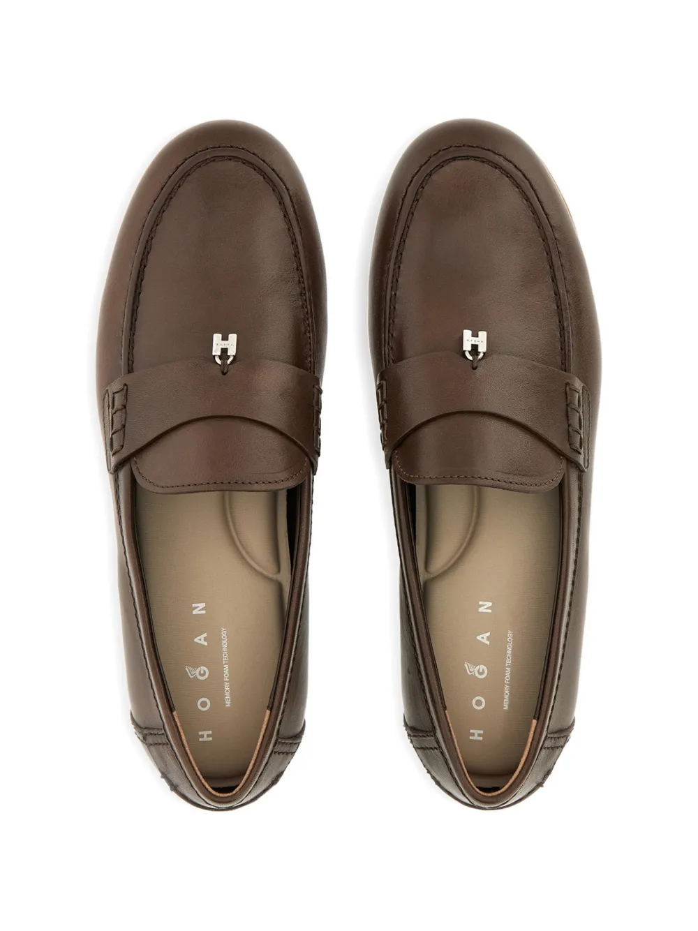 Hogan Olympia loafers met logoplakkaat Bruin