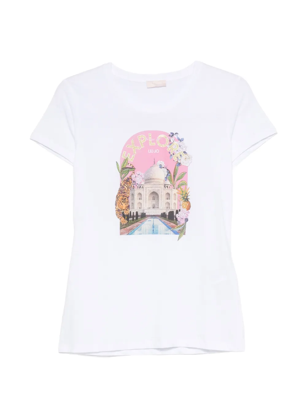 LIU JO graphic-print rhinestone-embellished T-shirt - Weiß