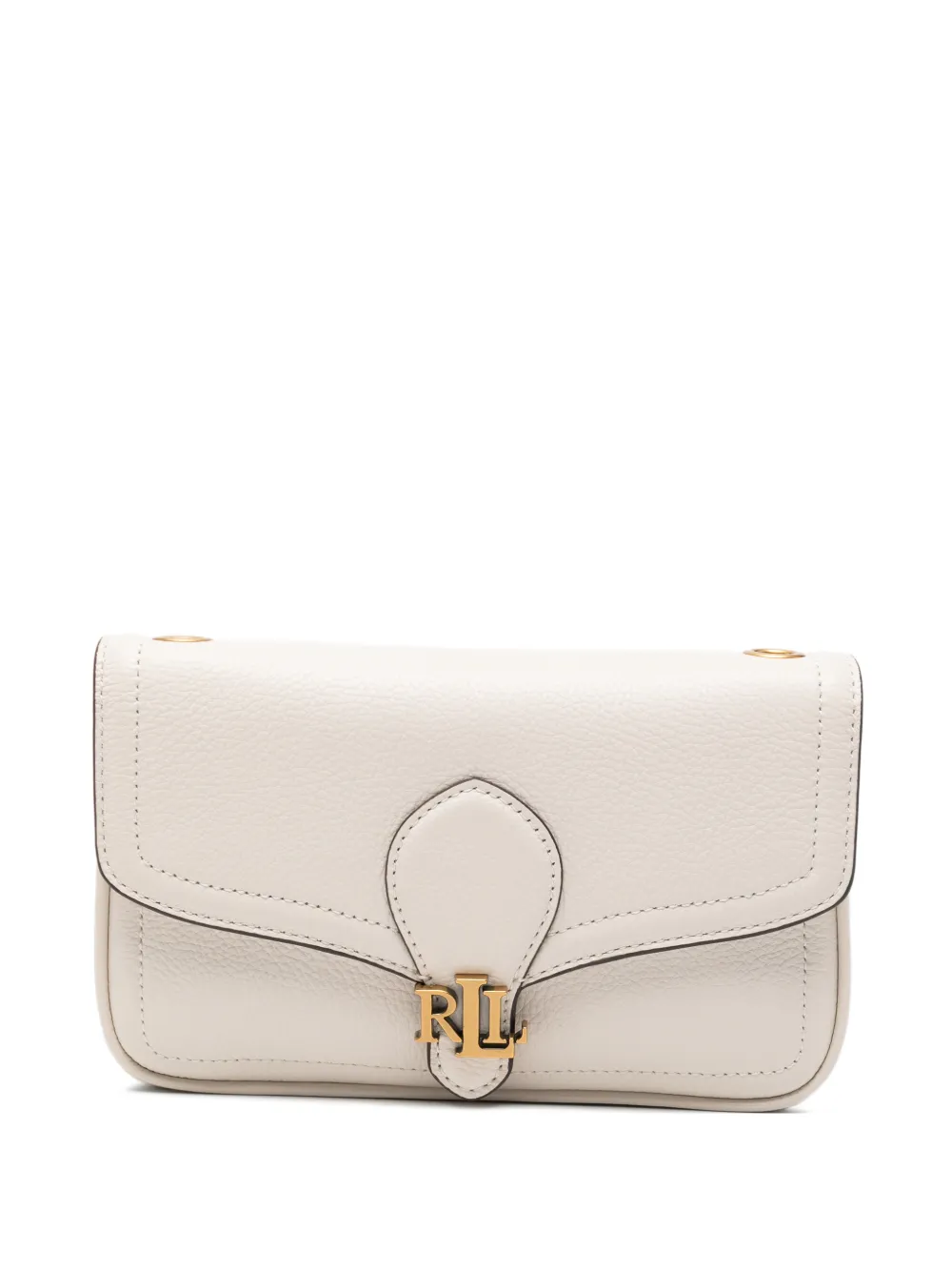 Lauren Ralph Lauren logo-plaque pebbled-leather clutch bag - Bianco