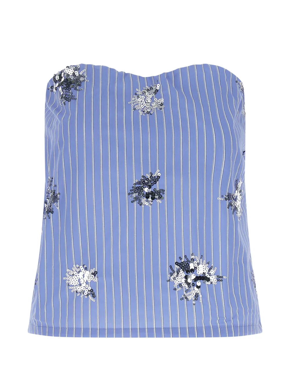 LE TWINS Aura sequin-embellished striped top - Blu