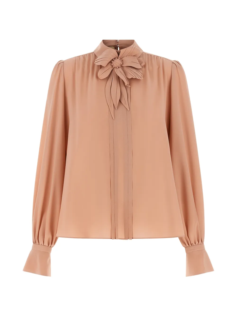 Valentino Garavani floral-appliqué pleated top - Neutrals
