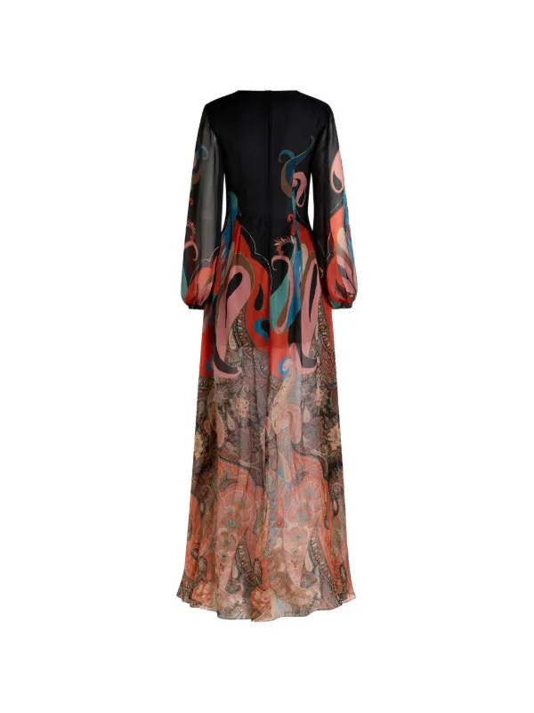 etro evening dresses ETRO silk-blend Jacquard Evening Dress | Blue