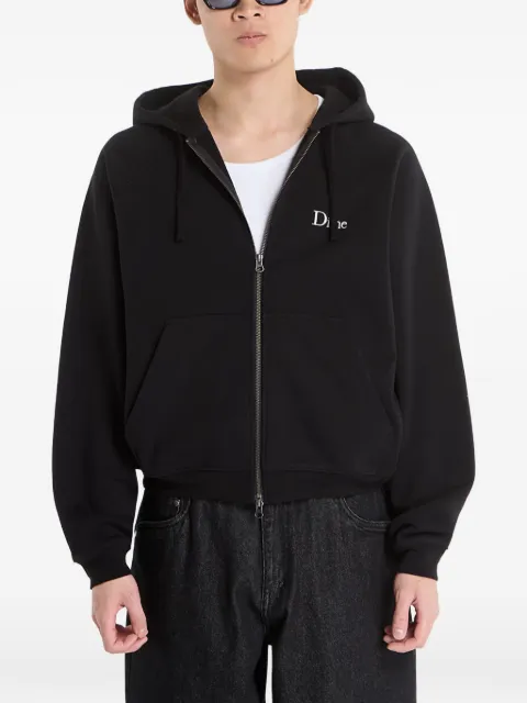 dime logo-embroidered zip-up hoodie