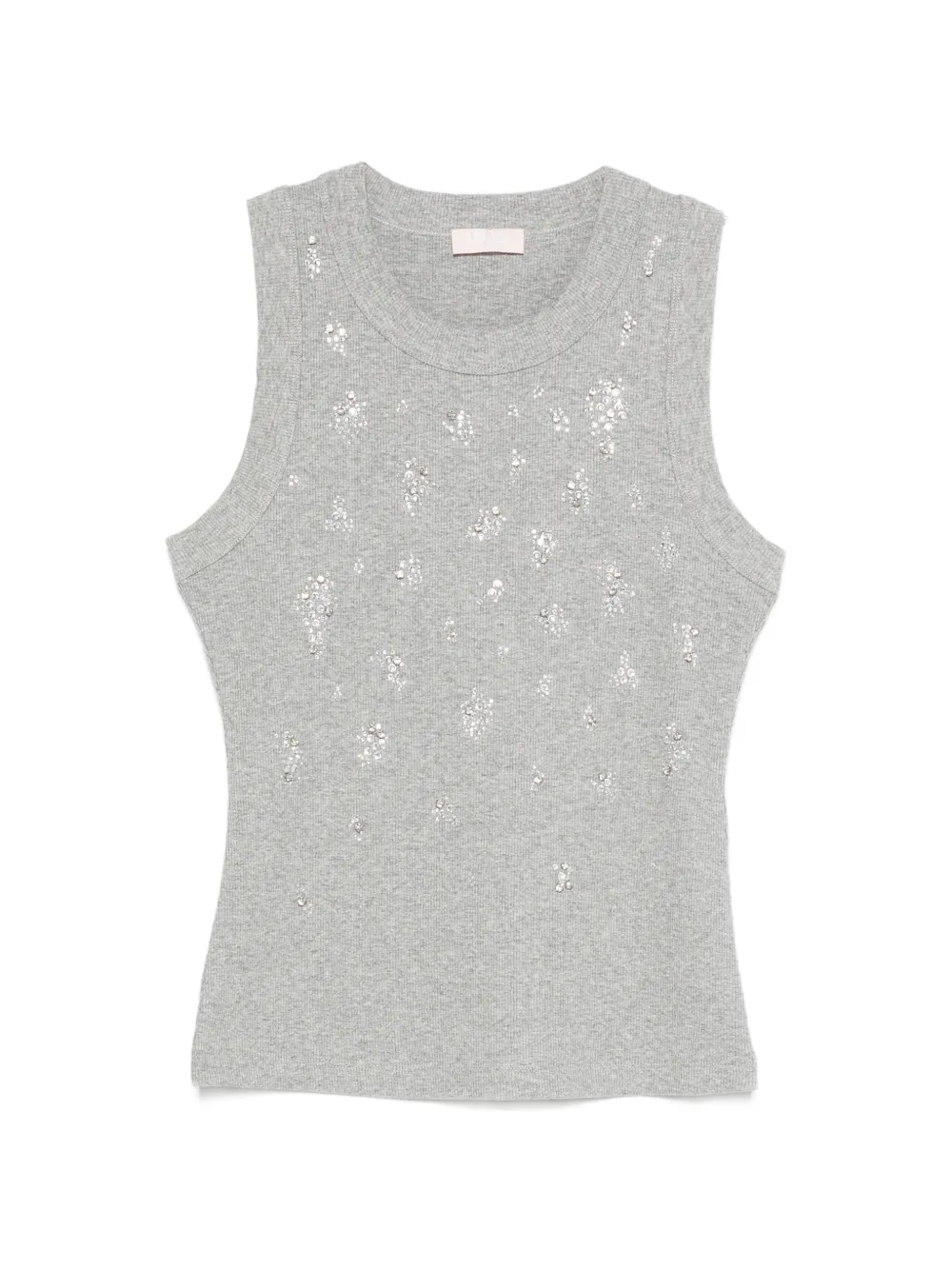 LIU JO rhinestone-embellished ribbed T-shirt - Grigio
