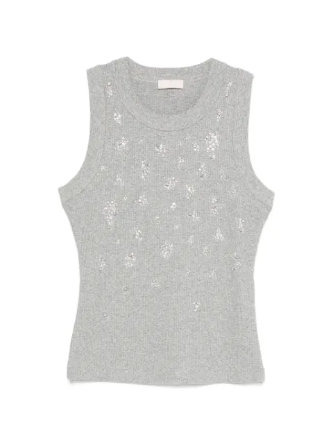 LIU JO playera de canalé con detalles de strass
