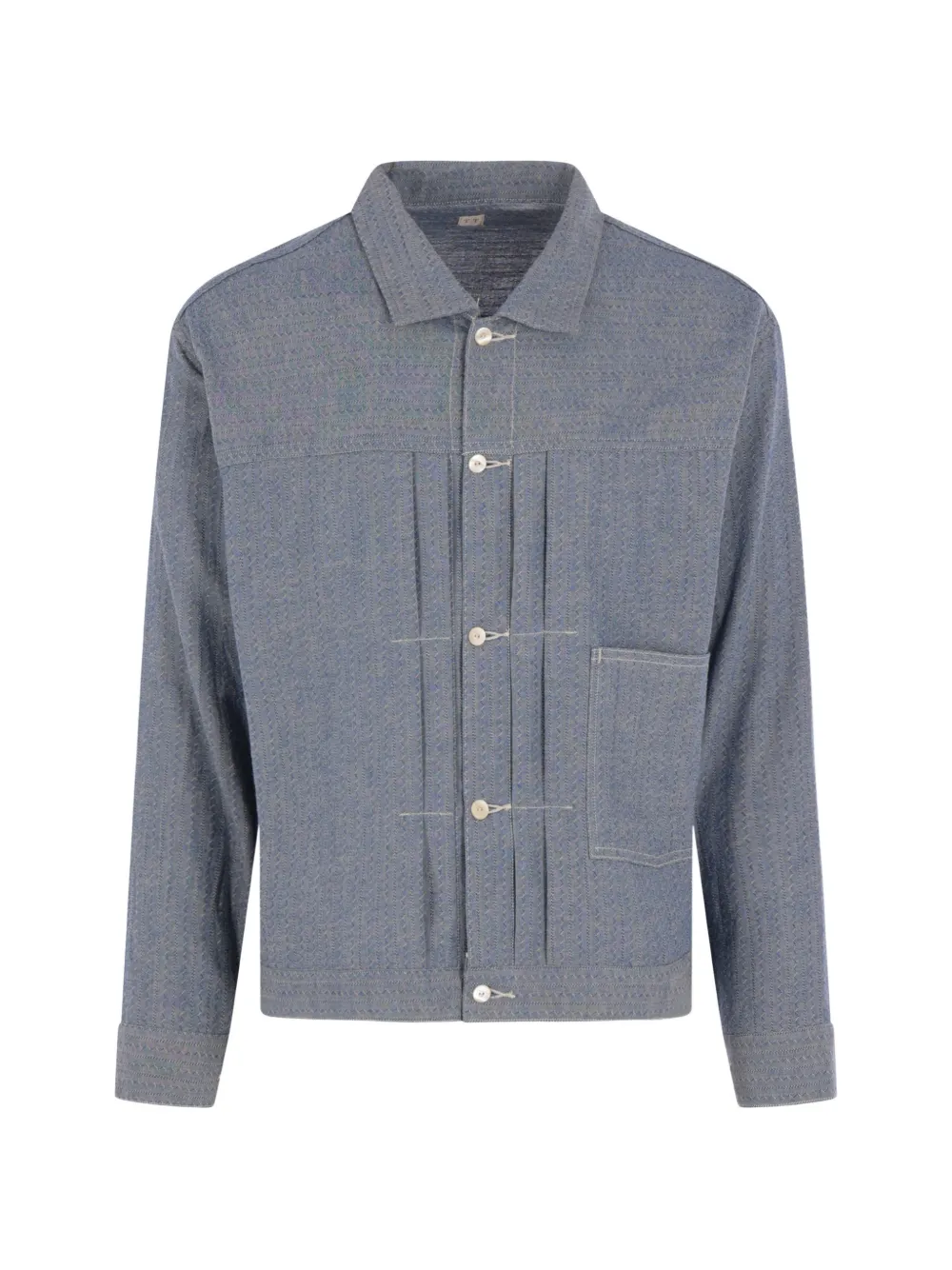 TAIGA TAKAHASHI pleated herringbone jacket - Blu