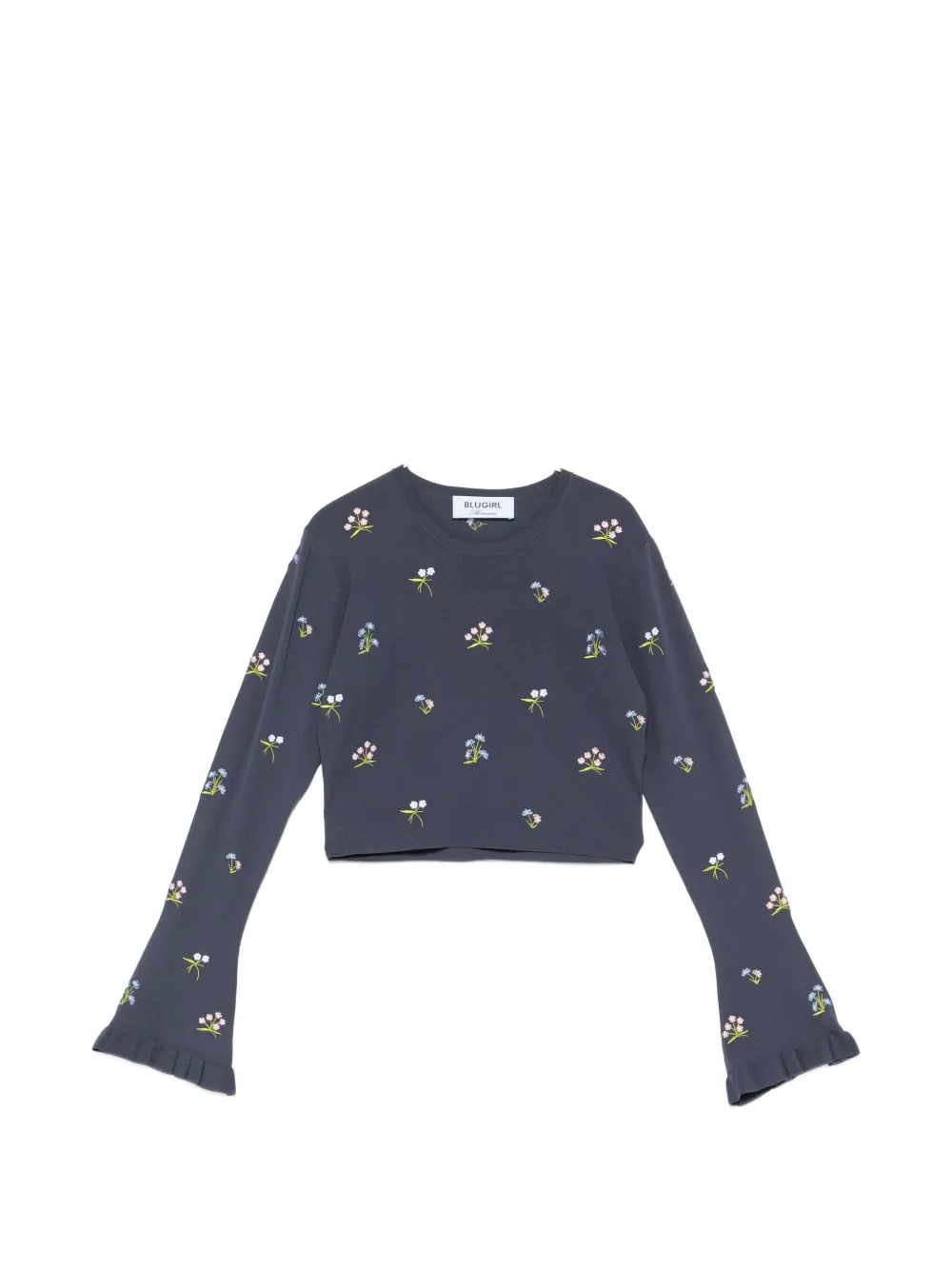 Blugirl floral-embroidered ribbed top
