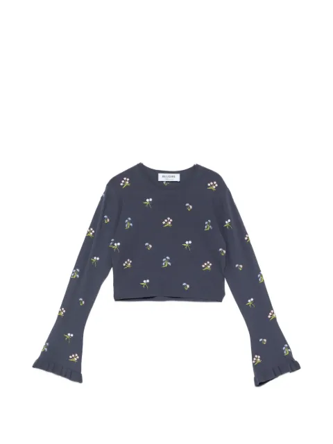 Blugirl floral-embroidered ribbed top